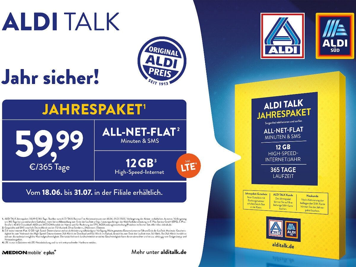 Aldi Jahrespaket Kommt Wieder Einmal Buchen Ein Jahr Nutzen Stand Januar 21 News Tipps Und Trick Rund Um Tarife Flat Und Handys