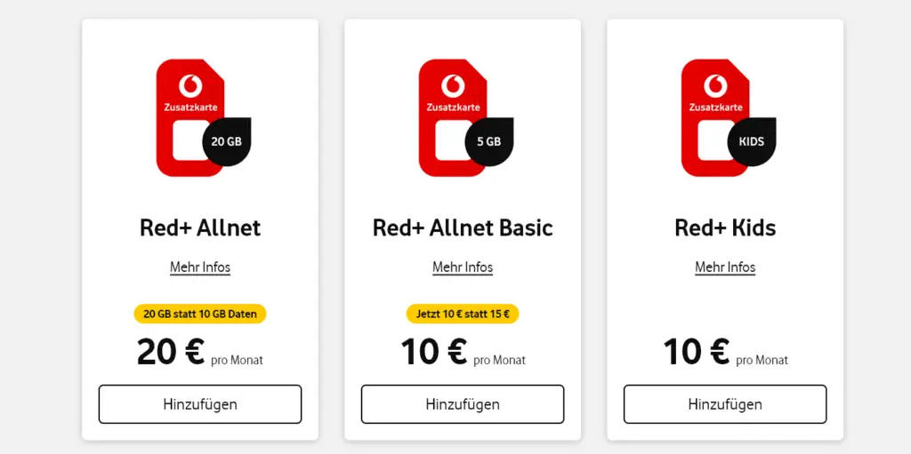Vodafone Zusatzkarte