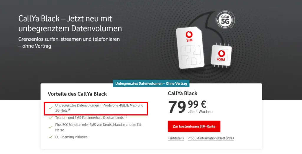 Vodafone Callya Black